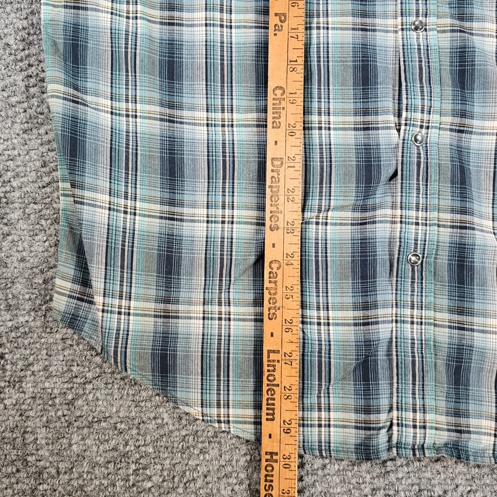 Vintage Levi's Plaid Western‎ Shirt Short Sleeve Pearl Snap Button Up Cowboy XL